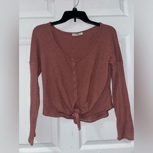 NEW Express Long Sleeve Tie Front Crop Top